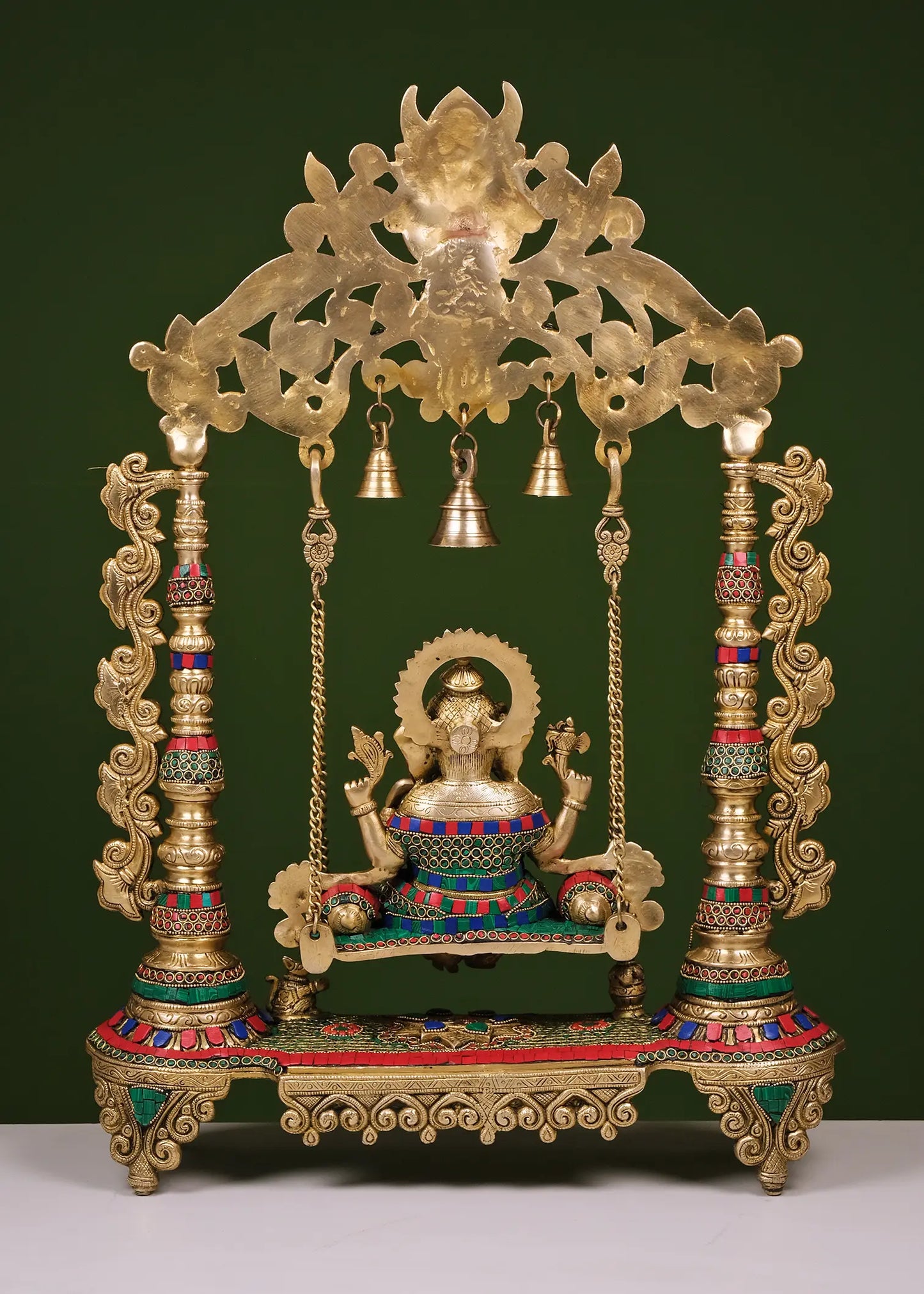 Brassaura® Grand Jhula Ganesha with Ornamental Arch | Height 25.98 Inches & Weight 17 kgs