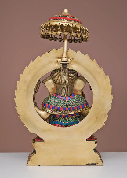 Brassaura® Royal Umbrella Ganesha with Ornate Prabhavali | Height 17.91 Inches & Weight 12.75 kgs