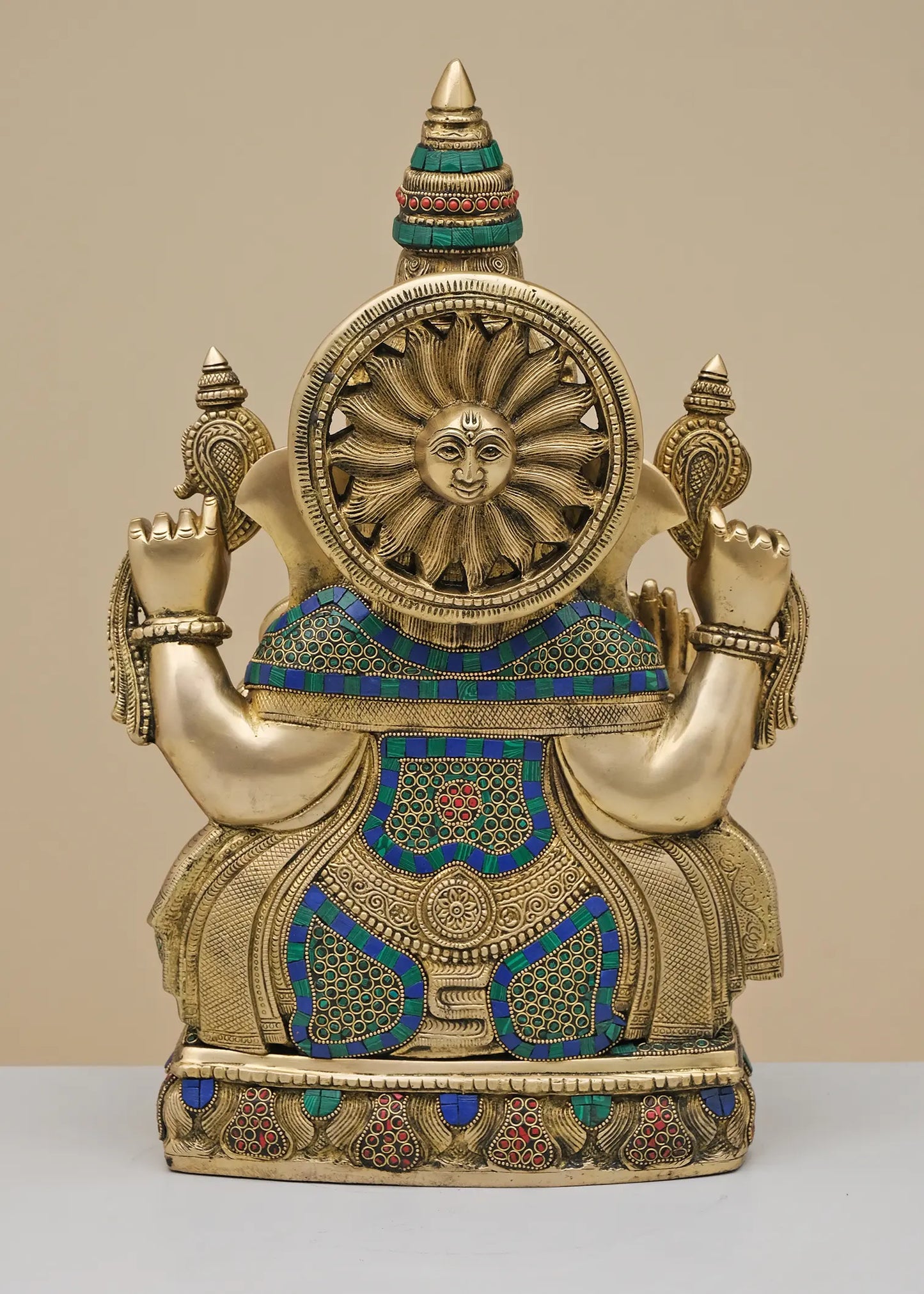 Brassaura® Grand Inlay Seated Ganesha | Height 20.08 Inches & Weight 22.95 kgs