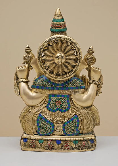 Brassaura® Grand Inlay Seated Ganesha | Height 20.08 Inches & Weight 22.95 kgs