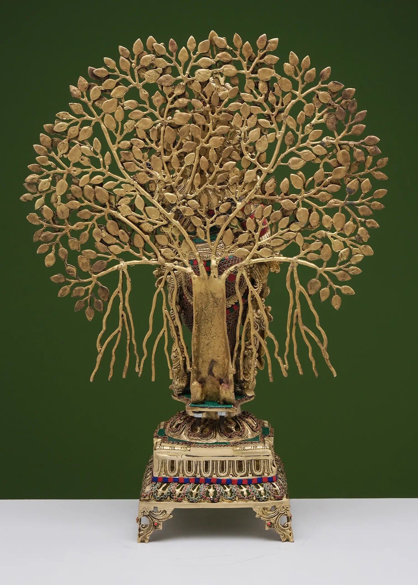 Brassaura® Brass Tree Krishna Statue with Inlay Work | Height 36.02 Inches & Weight 29.38 kg