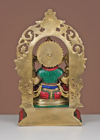 Brassaura® Ornate Seated Ganesha with Arch | Height 15.55 Inches & Weight 9.44 kgs