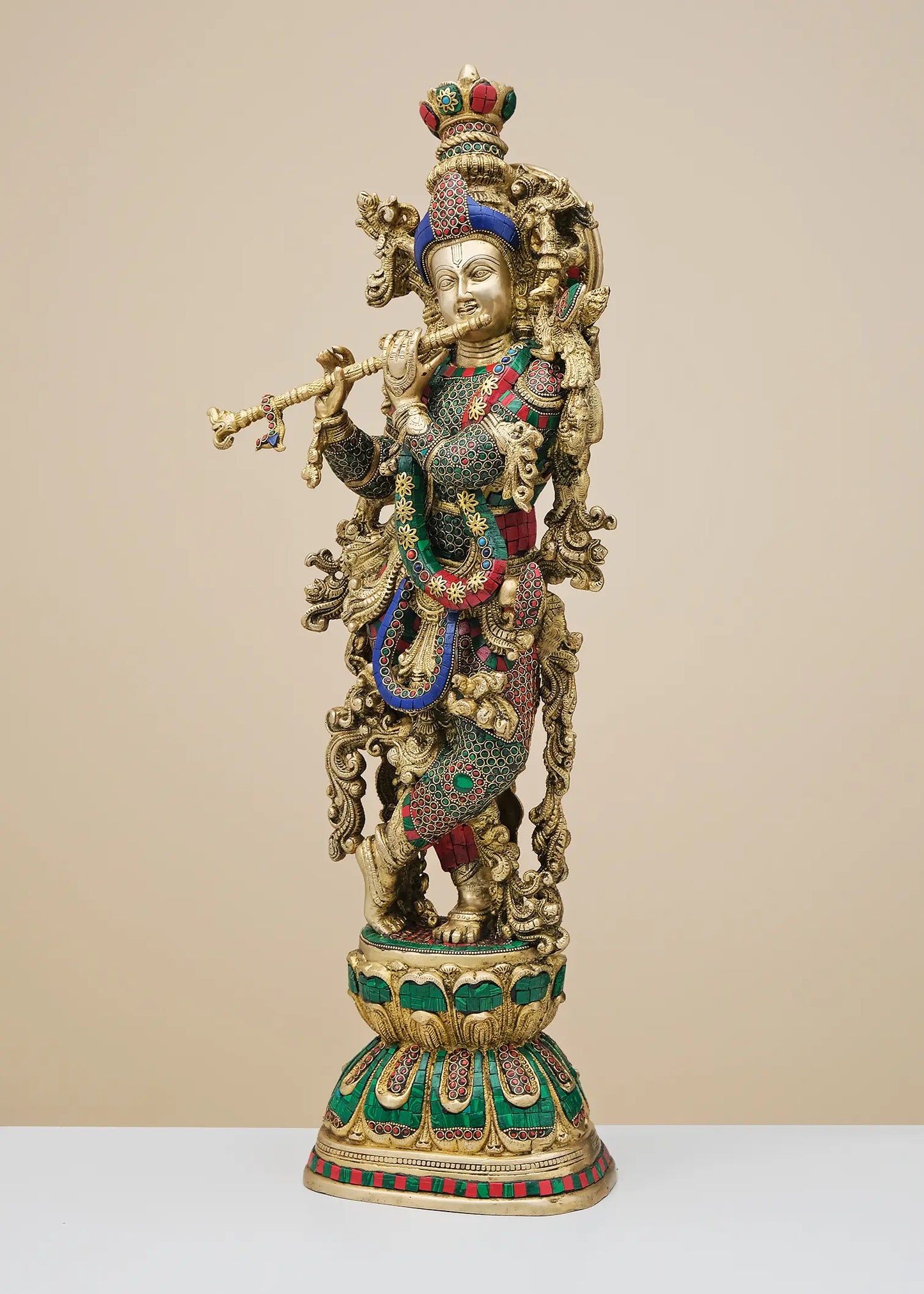 Brassaura® Brass Krishna Statue | Height 29 cm & Weight 15.80 kg