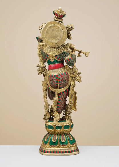Brassaura® Brass Krishna Statue | Height 29 cm & Weight 15.80 kg