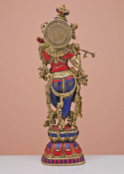 Brassaura® Brass Krishna Statue | Height 29 cm & Weight 15.80 kg