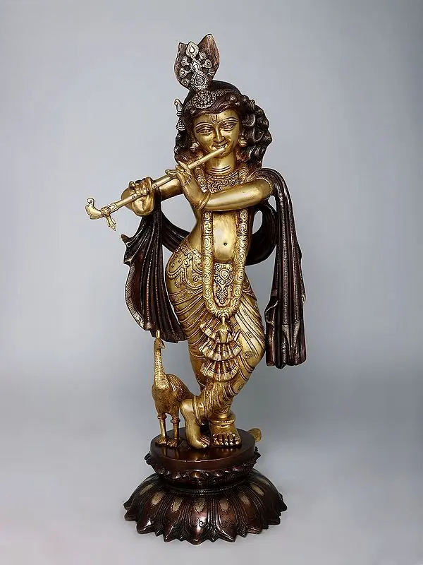 Brassaura® Brass Krishna Statue | Height 27 Inches & Weight 18.55 kg