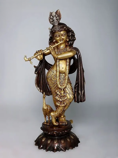 Brassaura® Brass Krishna Statue | Height 27 Inches & Weight 18.55 kg