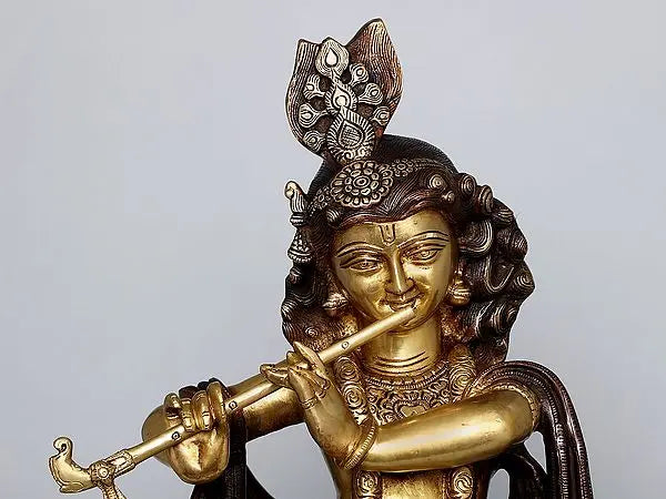 Brassaura® Brass Krishna Statue | Height 27 Inches & Weight 18.55 kg