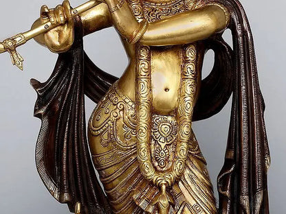 Brassaura® Brass Krishna Statue | Height 27 Inches & Weight 18.55 kg