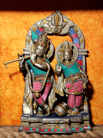 Brassaura® Brass Radha Krishna Statue | Height 14 Inches & Weight 7.30 kg