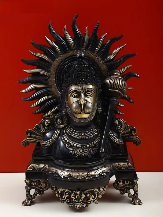 ब्रसौर® सूर्य प्रभामंडल हनुमान प्रतिमा | पीतल | ऊंचाई 14.37 इंच और वजन 7.36 किलोग्राम