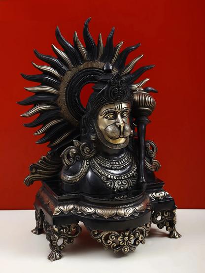 ब्रसौर® सूर्य प्रभामंडल हनुमान प्रतिमा | पीतल | ऊंचाई 14.37 इंच और वजन 7.36 किलोग्राम