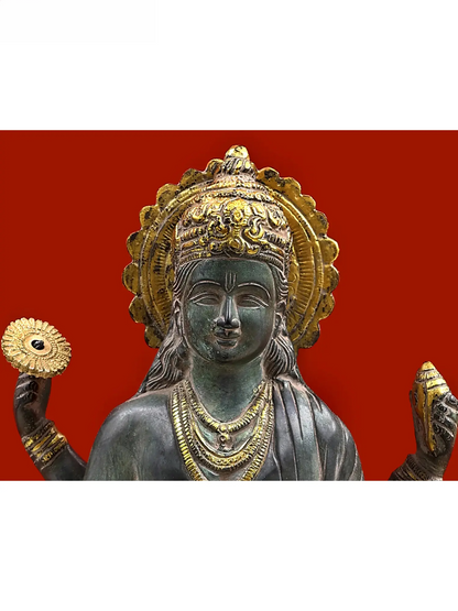 ब्रसॉरा® भगवान धन्वंतरि पीतल की मूर्ति एंटीक फिनिश के साथ | ऊंचाई 18 इंच और वजन 5.82 किलोग्राम