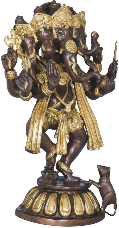 Brassaura™ Panchmukhi Ganesha Brass Statue | Height 14.5 Inches & Weight 7.90 kgs