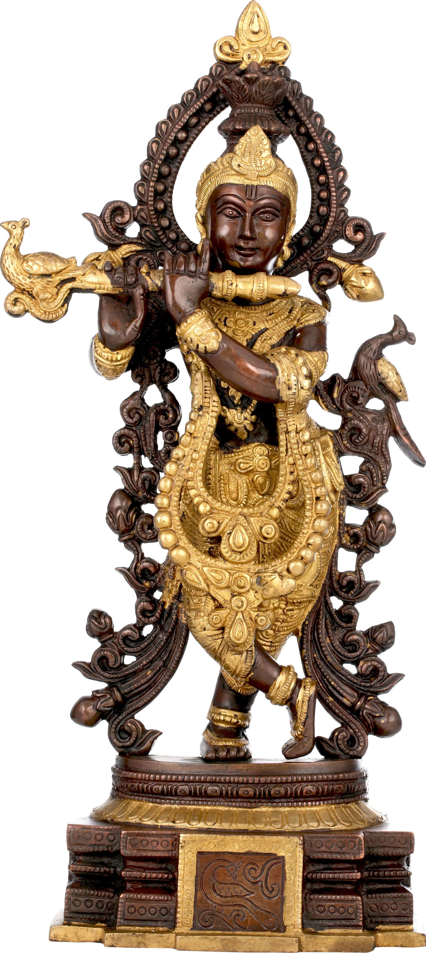 Brassaura® Brass Krishna Statue with Inlay Work | Height 15.35 Inches & Weight 4.20 kg