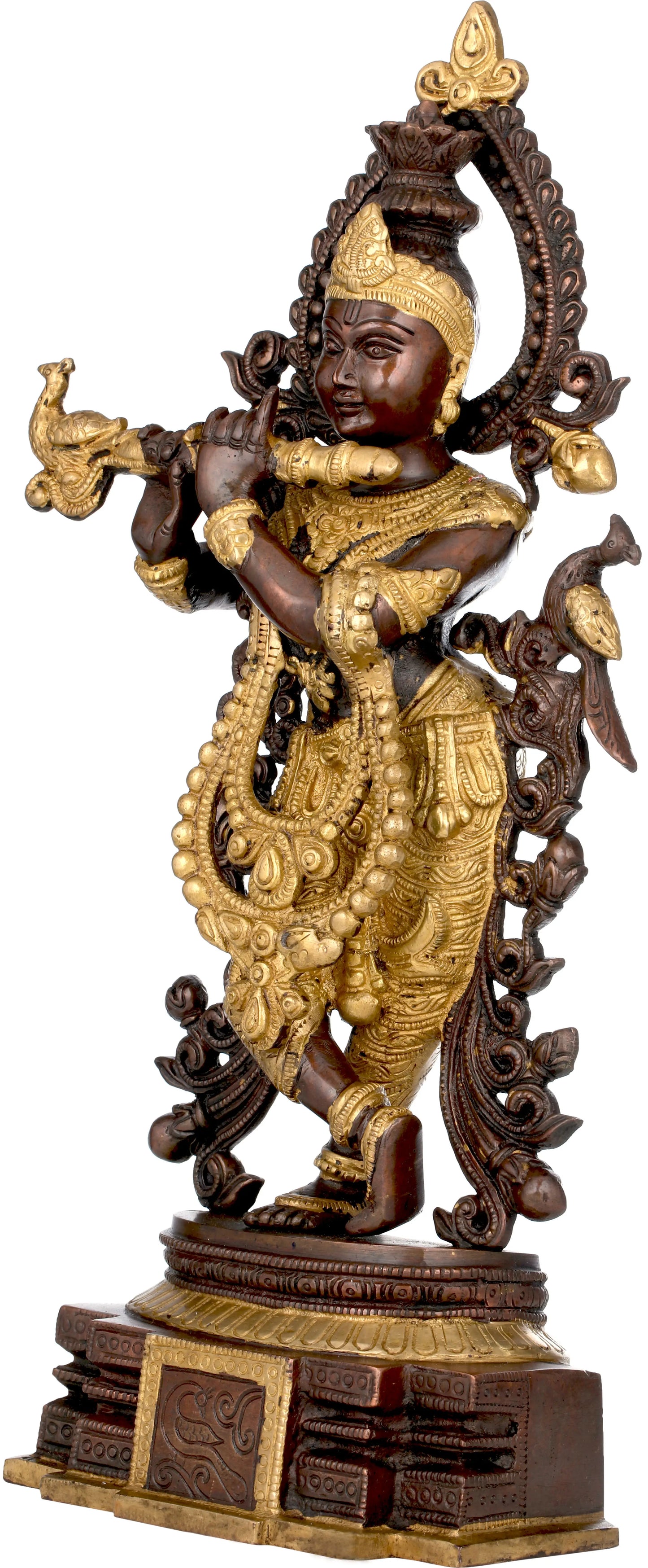 Brassaura® Brass Krishna Statue with Inlay Work | Height 15.35 Inches & Weight 4.20 kg