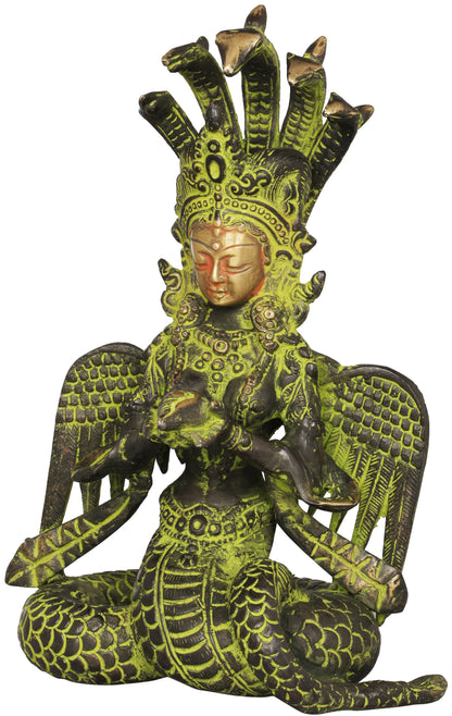 Brassaura® Brass Naga Kanya Statue with Inlay Work | Height 8 Inches & Weight 2.10 kg
