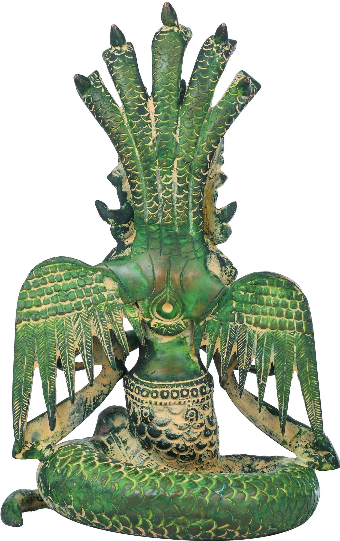 Brassaura® Brass Naga Kanya Statue with Inlay Work | Height 8 Inches & Weight 2.10 kg