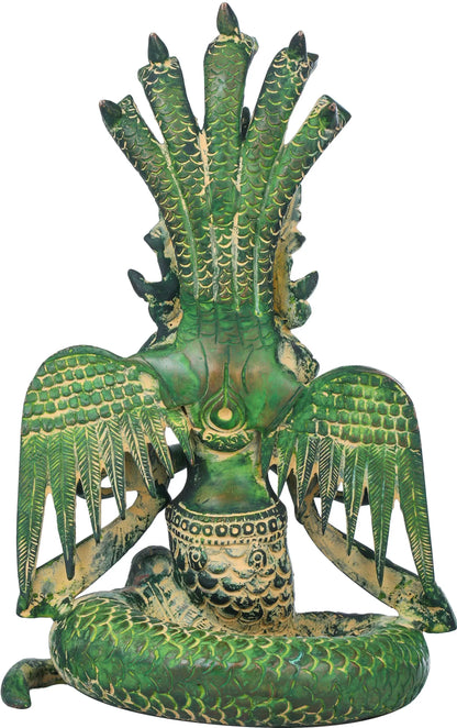 Brassaura® Brass Naga Kanya Statue with Inlay Work | Height 8 Inches & Weight 2.10 kg