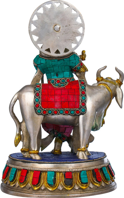Brassaura® Brass Krishna Statue with Inlay Work | Height 10.04 Inches & Weight 3.60 kg