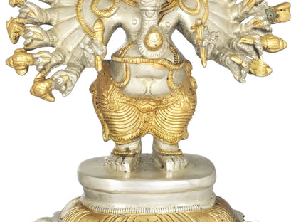 Brassaura™ Multi-Arm Lord Ganesha Brass Statue | Height 8.7 Inches & Weight 2.50 kgs