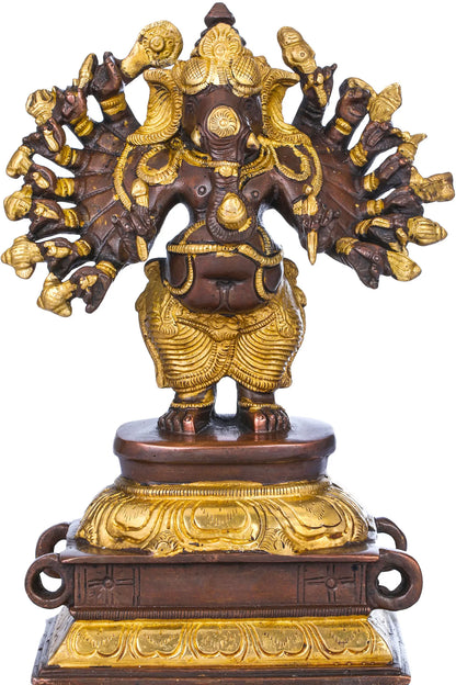 Brassaura™ Multi-Arm Lord Ganesha Brass Statue | Height 8.7 Inches & Weight 2.50 kgs