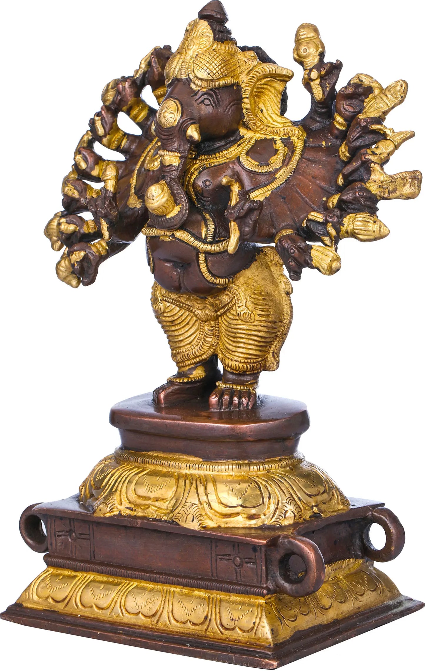 Brassaura™ Multi-Arm Lord Ganesha Brass Statue | Height 8.7 Inches & Weight 2.50 kgs