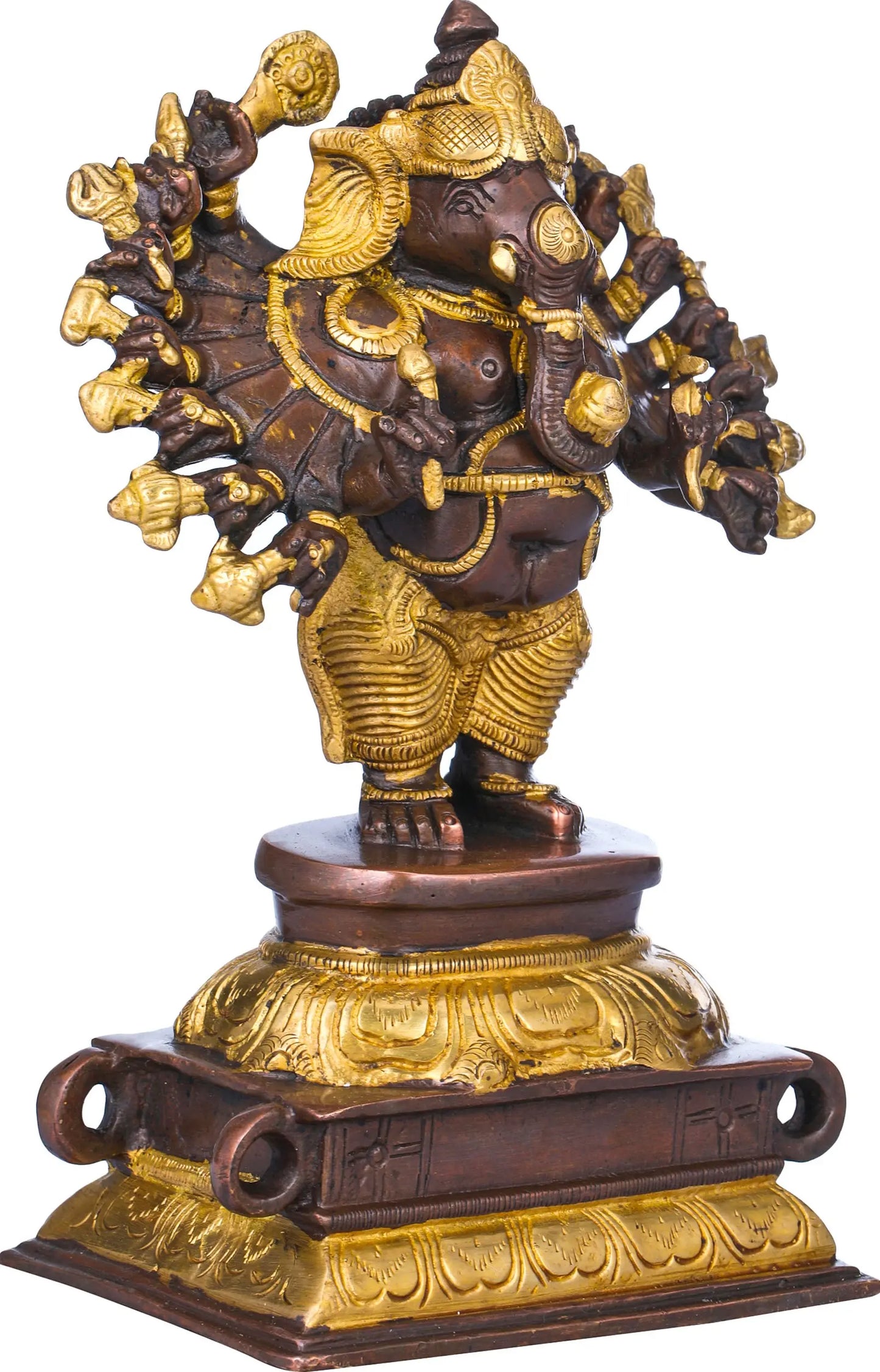 Brassaura™ Multi-Arm Lord Ganesha Brass Statue | Height 8.7 Inches & Weight 2.50 kgs
