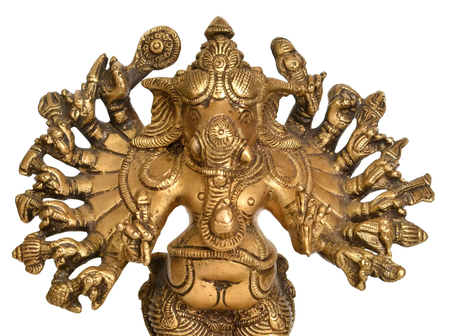 Brassaura™ Multi-Arm Lord Ganesha Brass Statue | Height 8.7 Inches & Weight 2.50 kgs