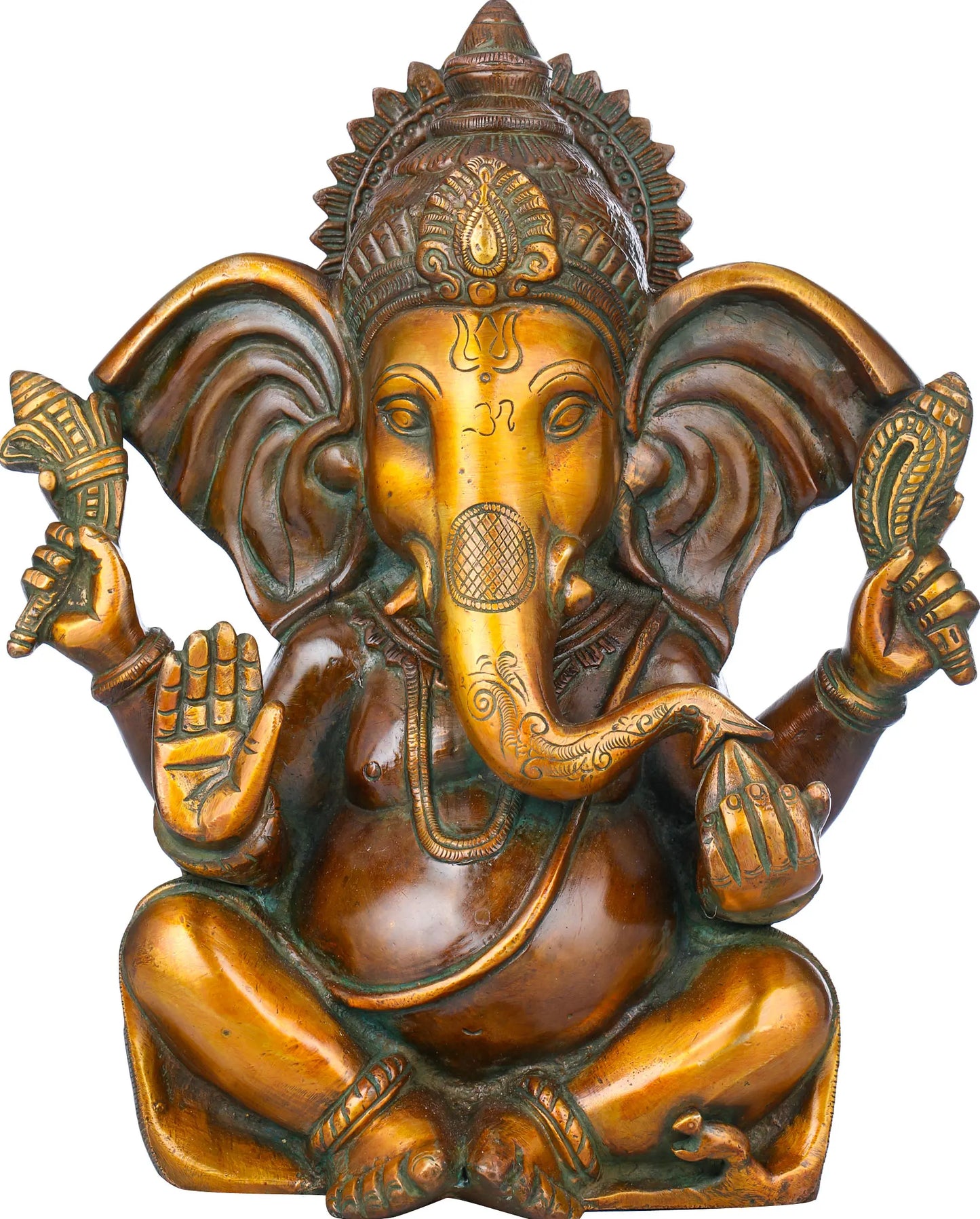 Brassaura™ Lord Ganesha Brass Statue | Height 10.4 Inches & Weight 5 kgs