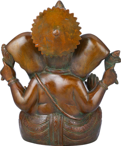 Brassaura™ Lord Ganesha Brass Statue | Height 10.4 Inches & Weight 5 kgs