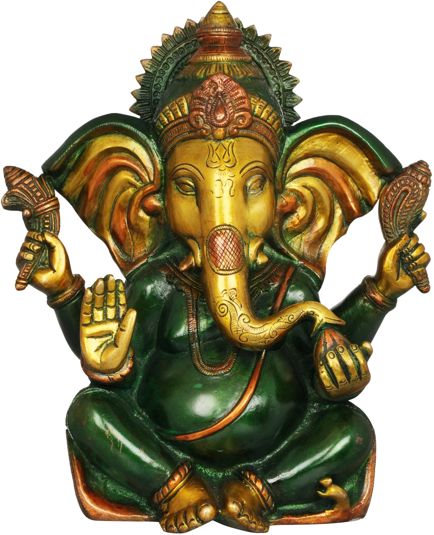 Brassaura™ Lord Ganesha Brass Statue | Height 10.4 Inches & Weight 5 kgs