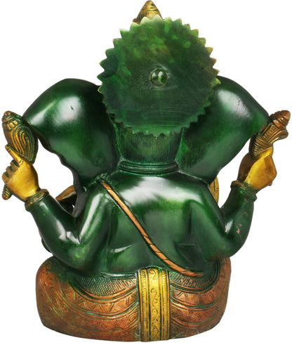 Brassaura™ Lord Ganesha Brass Statue | Height 10.4 Inches & Weight 5 kgs