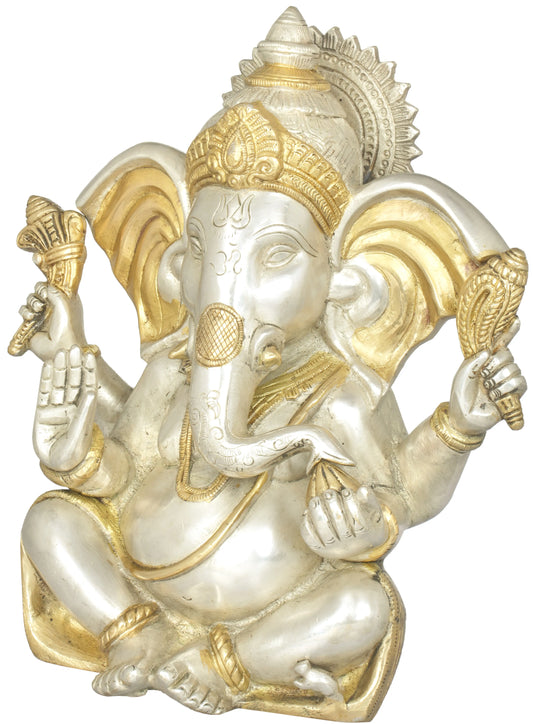 Brassaura™ Lord Ganesha Brass Statue | Height 10.4 Inches & Weight 5 kgs