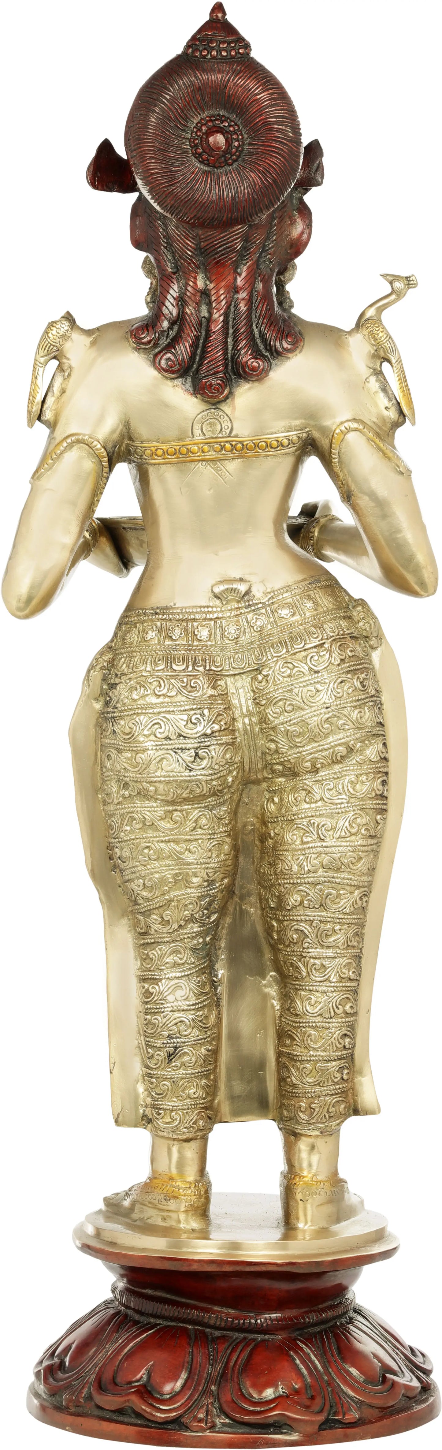 Brassaura® Brass Deep Lakshmi Statue | Height 37.80 Inches & Weight 25.30 kg