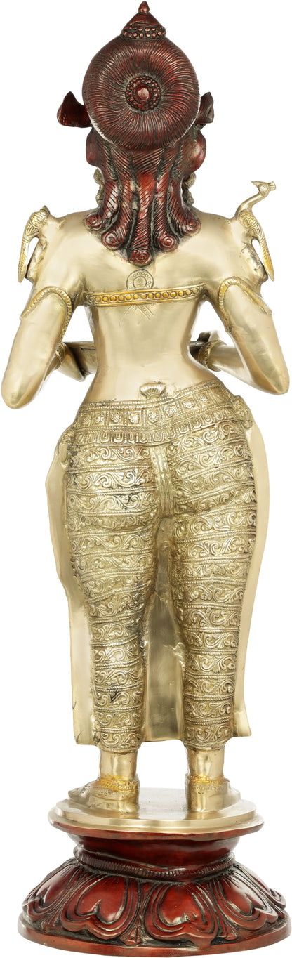 Brassaura® Brass Deep Lakshmi Statue | Height 37.80 Inches & Weight 25.30 kg