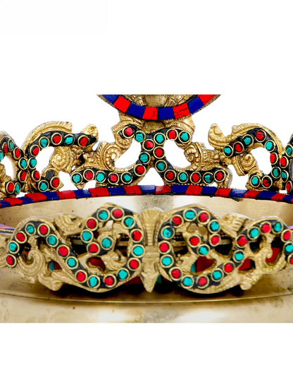 ब्रासोरा® भगवान गणेश उर्ली मीनाकारी जड़ाई के साथ | शुद्ध पीतल | ऊंचाई 13 इंच और वज़न 3.50 किलोग्राम