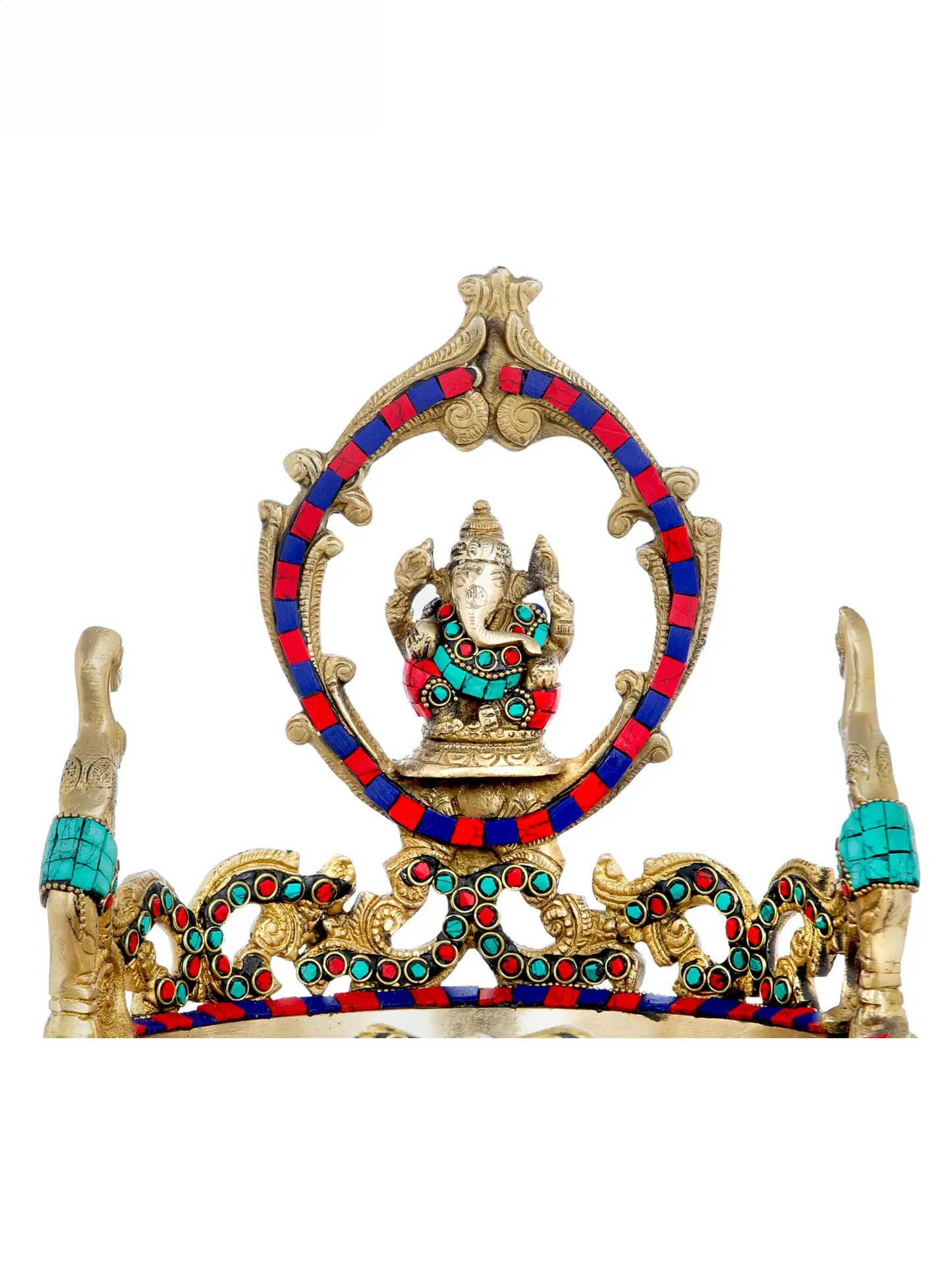 ब्रासोरा® भगवान गणेश उर्ली मीनाकारी जड़ाई के साथ | शुद्ध पीतल | ऊंचाई 13 इंच और वज़न 3.50 किलोग्राम