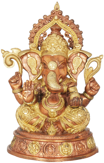Brassaura™ Brass Ganesha Statue | Height 14 Inches & Weight 8 kgs