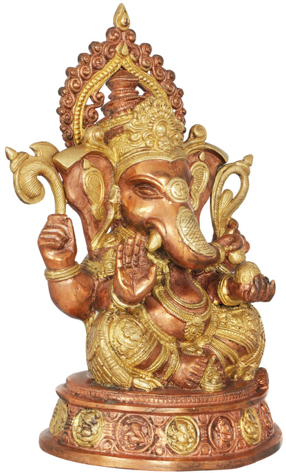Brassaura™ Brass Ganesha Statue | Height 14 Inches & Weight 8 kgs