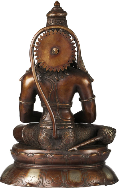 Brassaura® Meditating Lord Hanuman Statue | Brass Sculpture with Antique Finish | Height 16.3 Inches & Weight 12 kgs