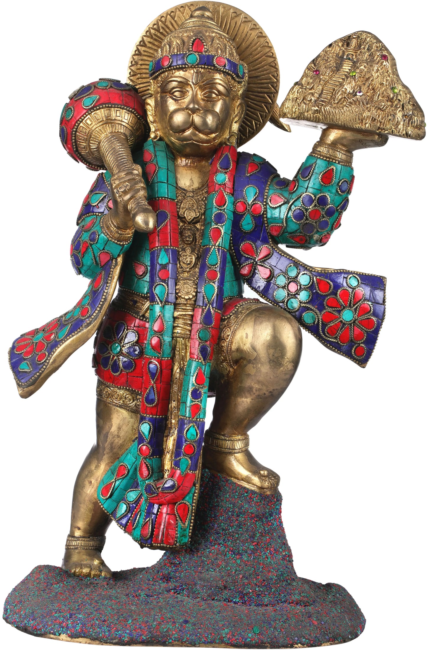Brassaura® Panchmukhi Hanuman with Meenakari Inlay Work | Height 15.15 Inches