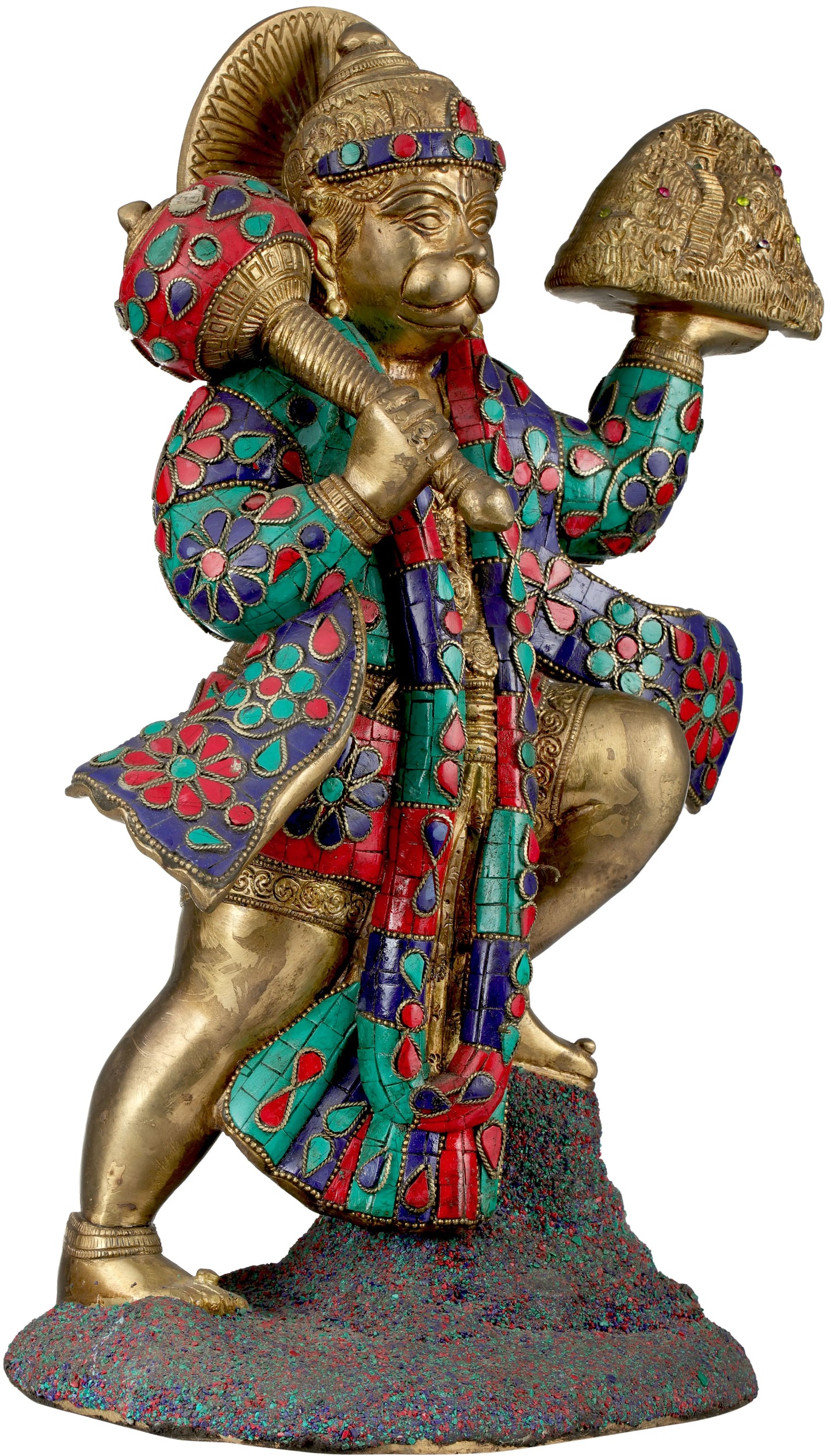 Brassaura® Panchmukhi Hanuman with Meenakari Inlay Work | Height 15.15 Inches
