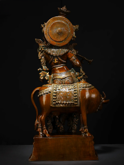 Brassaura® Brass Krishna Statue with Inlay Work | Height 26.77 Inches & Weight 22.30 kg