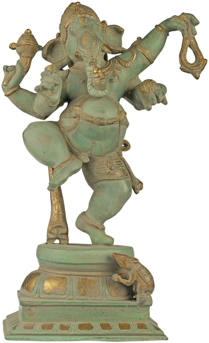 Brassaura™ Brass Dancing Ganesha Idol for Home Temple & Spiritual Decor | 18 Inches | 10 kgs