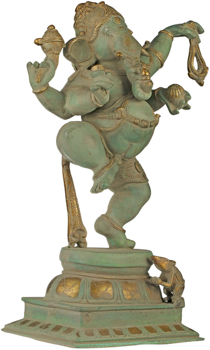 Brassaura™ Brass Dancing Ganesha Idol for Home Temple & Spiritual Decor | 18 Inches | 10 kgs