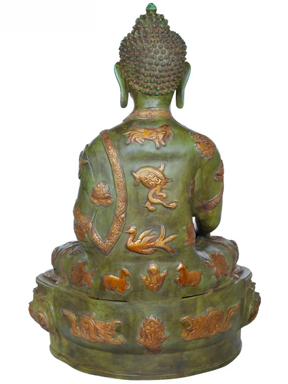 Brassaura® Seated Buddha with Double Tone Finish | Pure Brass | Height 32 Inches & Weight 43 kgs