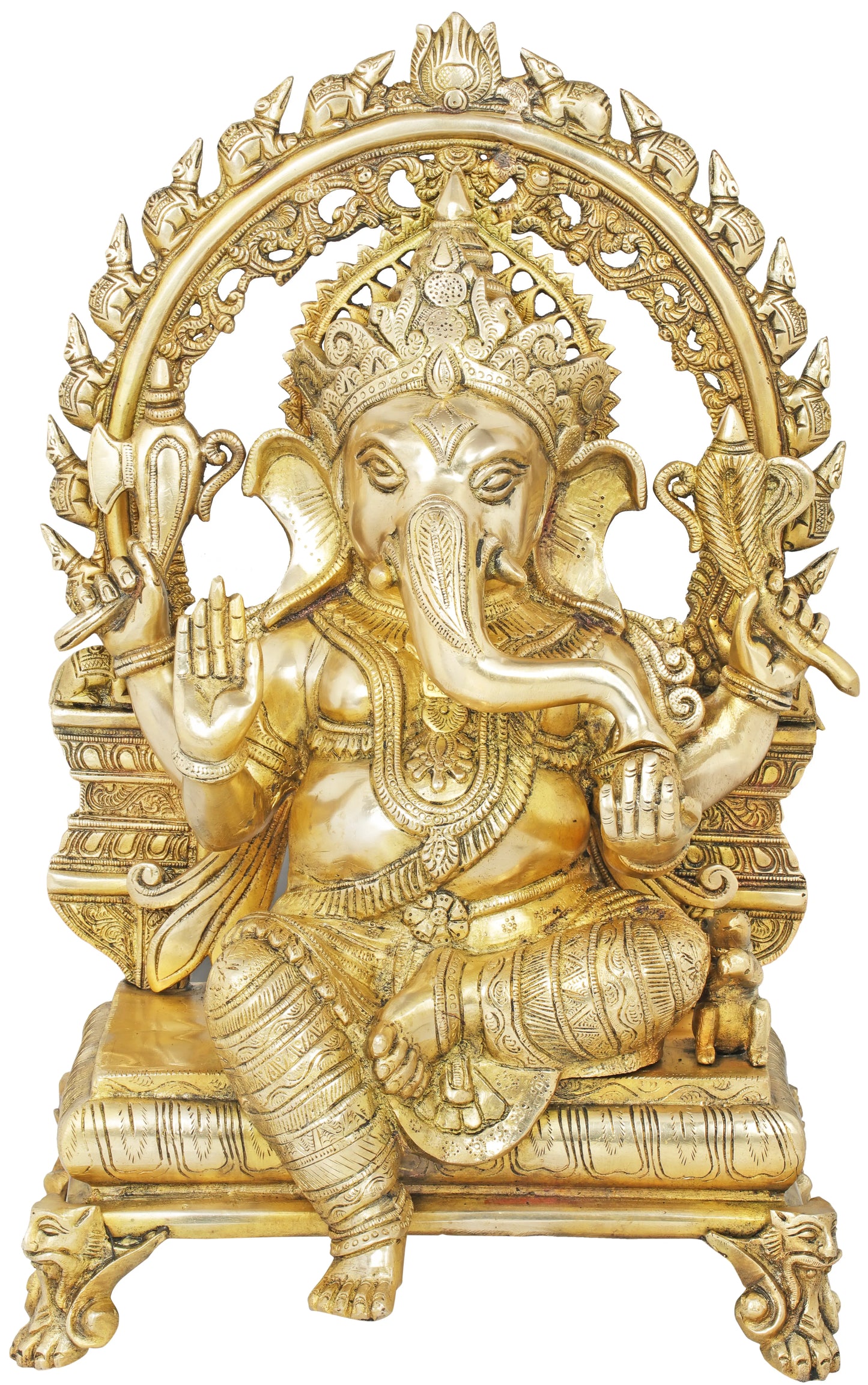 Brassaura™ Large Brass Ganesha Idol for Home Temple & Entrance Decor | 20 Inches | 17.30 kgs