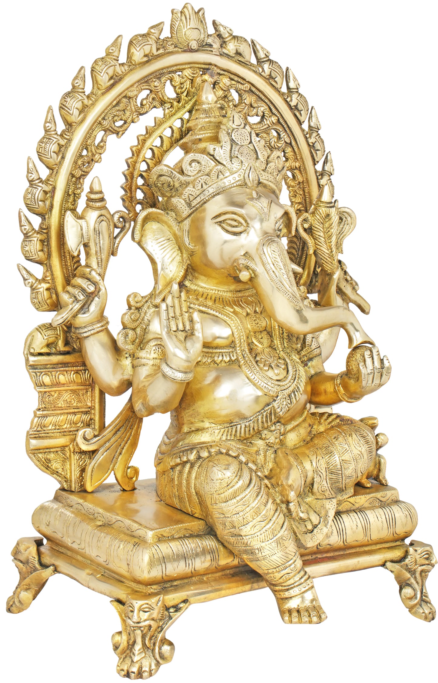 Brassaura™ Large Brass Ganesha Idol for Home Temple & Entrance Decor | 20 Inches | 17.30 kgs