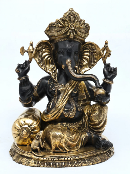 Brassaura™ Brass Ganesha Statue | Height 22 Inches & Weight 33.40 kgs